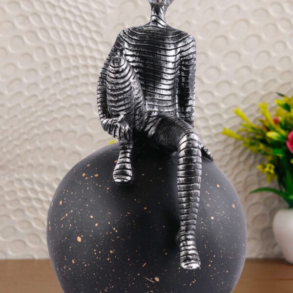 Men Sitting on Ball Showpiece for Home Decor Showpiece, Atlas Sculpture for Office Table Décor multicolour
